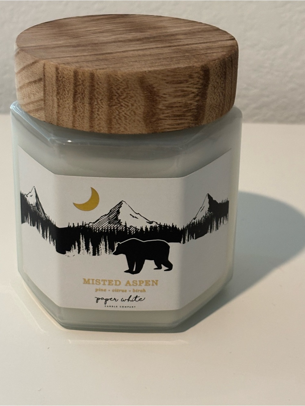 Misted Aspen Scented Candle - , White Jar with Wood Lid